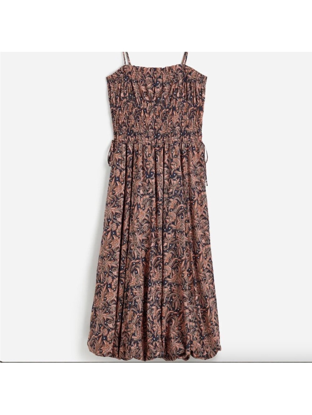 Madewell Smocked Bubble-Hem Midi Dress in Paisley size 4 NWT - Picture 5 of 10